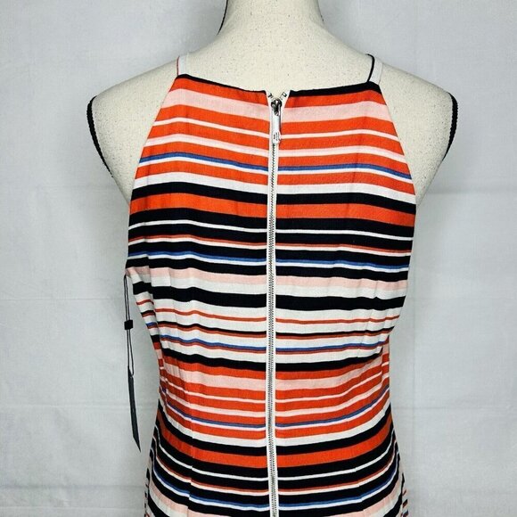 Tommy Hilfiger Sundress Size 8 Dress Linen Blend Orange Blue White Striped NWT - Picture 9 of 10